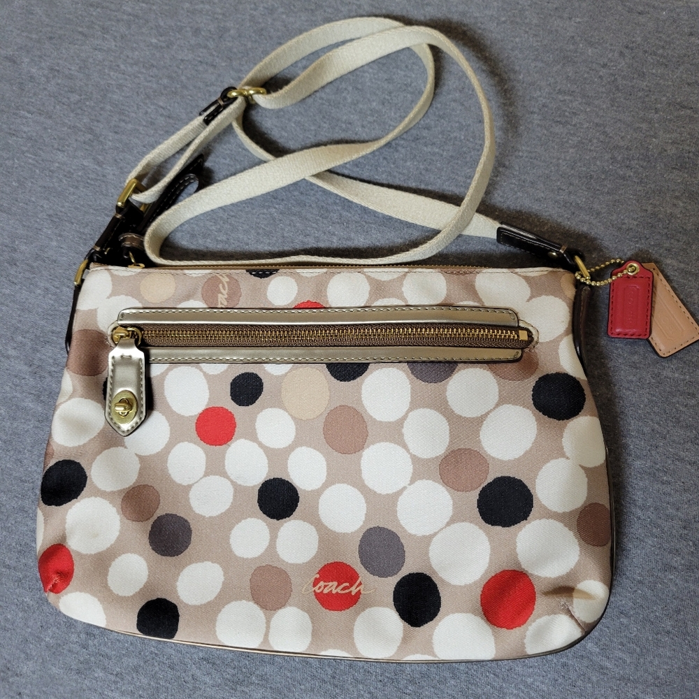 Coach Sateen Poppy Watercolor Dot Crossbody - Picture 8 of 12